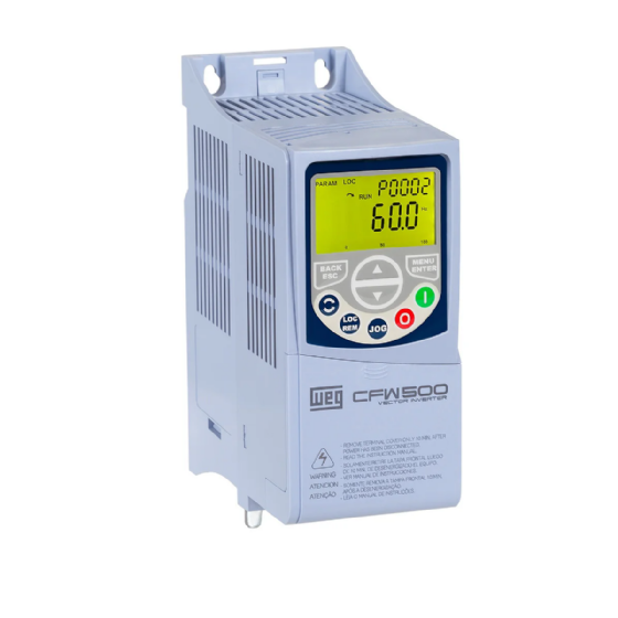 Inversor de Frequência WEG CFW500E39P0T4DB20, 30CV, 39A, 380-480V Trifásico, IP20. Cód: 15577211