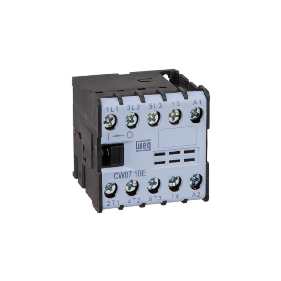Mini Contator de Potência WEG CW07-10-30V05, 7A, 24V 50/ 60Hz, 3 Polos, 1NA. Cód: 12896398