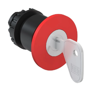 Botão Emergência com Chave Yale WEG CSW-BCY1, Vermelho, 22mm, IP66. Cód: 12882252