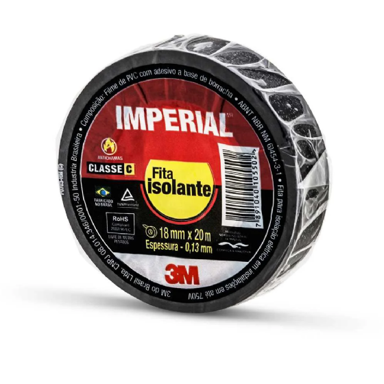 Fita Isolante 3M Imperial Preta 18mm x 20m. Cód: HB004216360