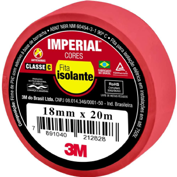Fita Isolante 3M Imperial Vermelha 18mm x 20m. Cód: HB004298129