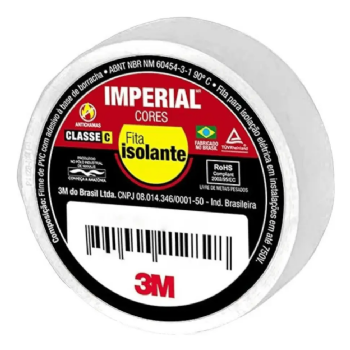 Fita Isolante 3M Imperial Branca 18mm x 20m. Cód: HB004298020