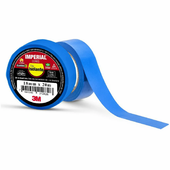 Fita Isolante 3M Imperial Azul 18mm x 20m. Cód: HB004297998