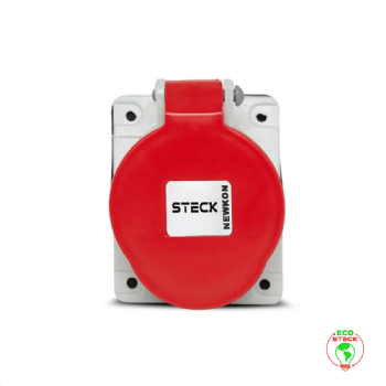 Tomada Embutir 3P+T Steck Newkon 32A 440V 6h Vermelho. Cód: N4246