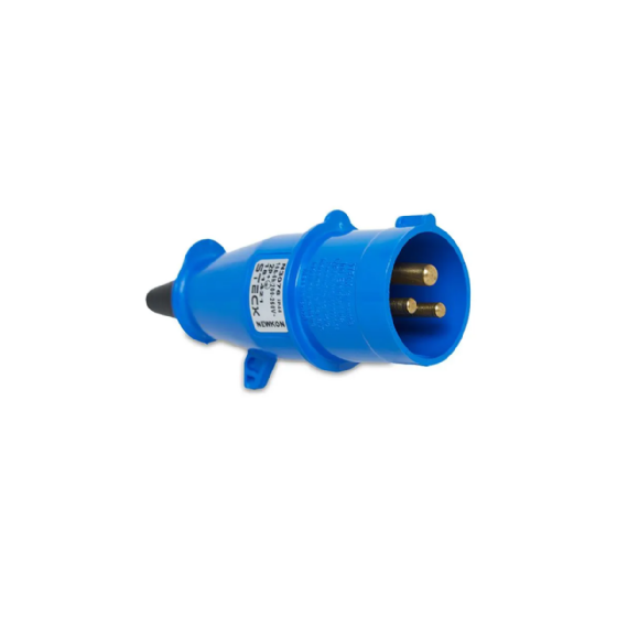 Plugue 2P+T Steck Newkon 16A 250V 6h Azul. Cód: N3076