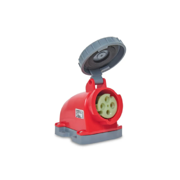 Tomada Sobrepor 3P+T Steck Shark 16A 440V 6h Vermelho IP67. Cód: S4006W