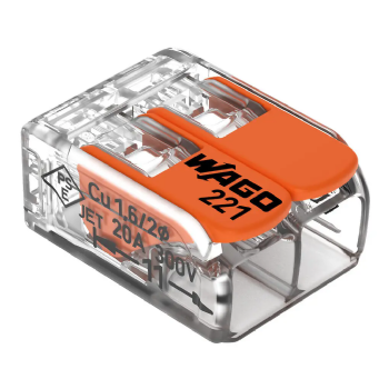 Conector de Emenda Rápida WAGO 2 Condutores 4mm² Linha 221 - Cód: 221-412