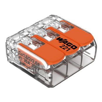 Conector de Emenda Rápida WAGO 3 Condutores 6mm² Linha 221 - Cód: 221-613