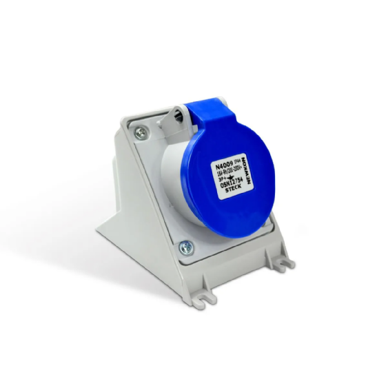 Tomada Sobrepor 3P+T Steck Newkon 16A 250V 9h Azul. Cód: N4009