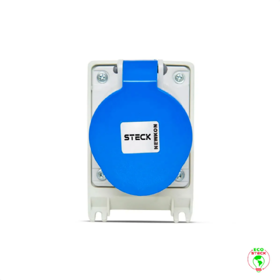 Tomada Sobrepor 3P+T Steck Newkon 32A 250V 9h Azul. Cód: N4209