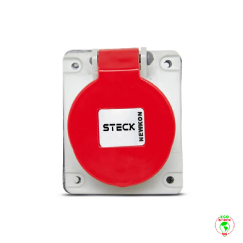Tomada Embutir 3P+T Steck Newkon 16A 440V 6h Vermelho. Cód: N4046