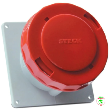 Tomada Embutir 3P+T Steck Newkon 63A 440V 6h Vermelho. Cód: N4546