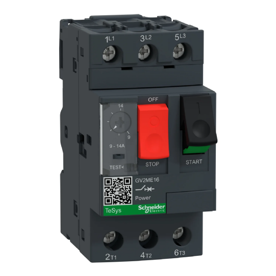 Disjuntor Motor Tripolar Schneider TeSys GV2ME 9-14A. Cód: GV2ME16