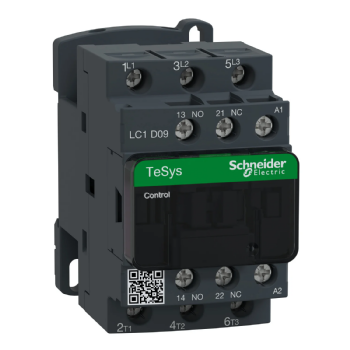 Contator Tripolar Schneider TeSys D 9A 24VCA 1NA+1NF. Cód: LC1D09B7