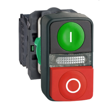 Botão Duplo Schneider Harmony XB5 Plástico Iluminado 220V 1NA+1NF. Cód: XB5AW73731M5