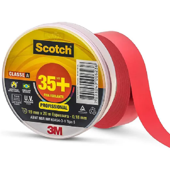 Fita Isolante 3M Scotch 35 Vermelha 19mm x 20m. Cód: HB004482541