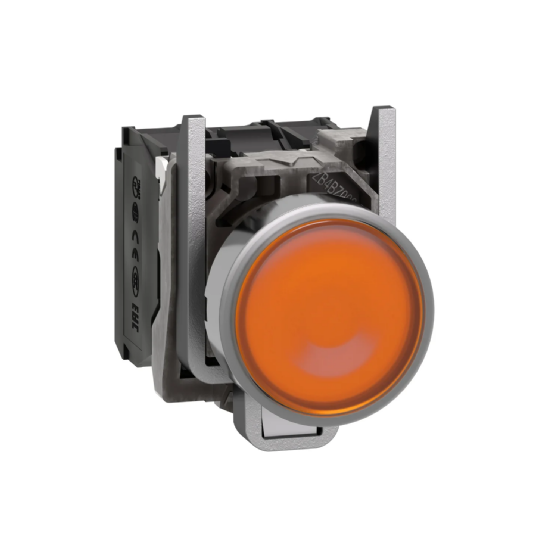 Botão Iluminado Schneider Harmony XB4 Metálico Amarelo 24V 1NA+1NF. Cód: XB4BW35B5