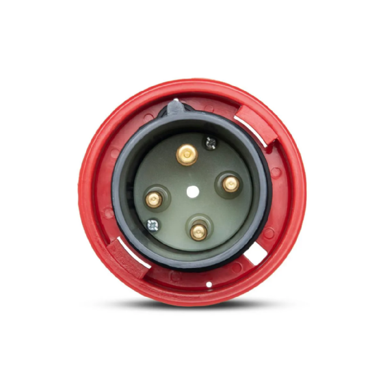 Plugue 3P+T Steck Shark 63A 440V 6h Vermelho IP67. Cód: S4576