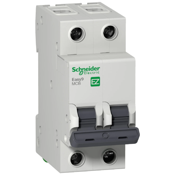 Disjuntor Bipolar Schneider Easy9 25A Curva C 3kA. Cód: EZ9F33225