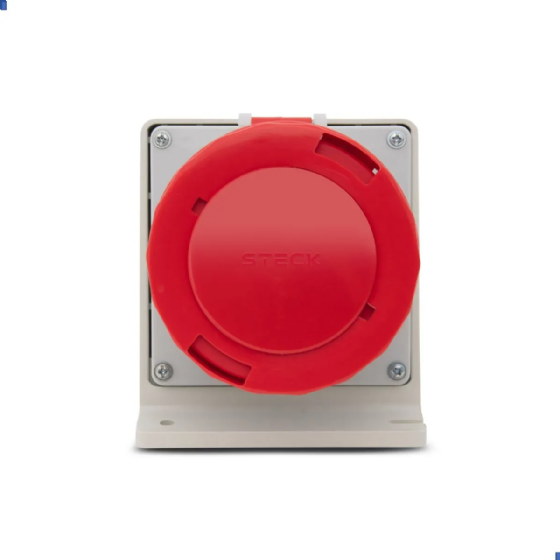 Tomada Sobrepor 3P+T Steck Newkon 63A 440V 6h Vermelho. Cód: N4506