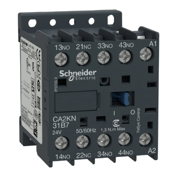 Contator Auxiliar Schneider TeSys K 3NA+1NF 24VCA. Cód: CA2KN31B7