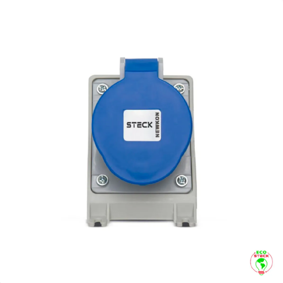 Tomada Sobrepor 2P+T Steck Newkon 32A 250V 6h Azul. Cód: N3206