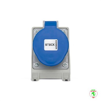 Tomada Sobrepor 2P+T Steck Newkon 32A 250V 6h Azul. Cód: N3206