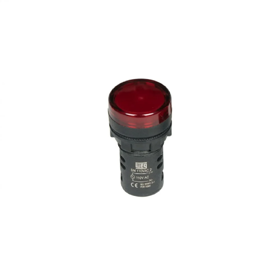Sinaleiro LED Monobloco WEG CEW-SM1-E26, Vermelho 24V. Cód: 10046540