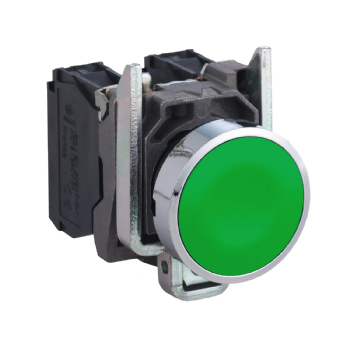 Botão Impulso Schneider Harmony XB4 Metálico Verde 1NA+1NF. Cód: XB4BA35