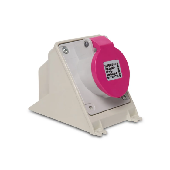 Tomada Sobrepor 2P+T Steck Shark 16A 24V 2h Lilás IP67. Cód: N3002W