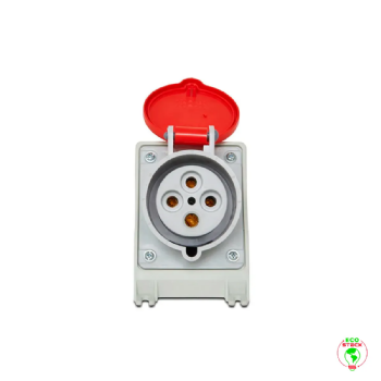 Tomada Sobrepor 3P+T Steck Newkon 32A 440V 6h Vermelho. Cód: N4206