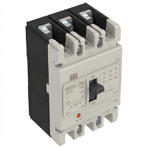 Disjuntor em Caixa Moldada WEG DWP250L-225-3, 225A, 3 Polos. Cód: 14256838