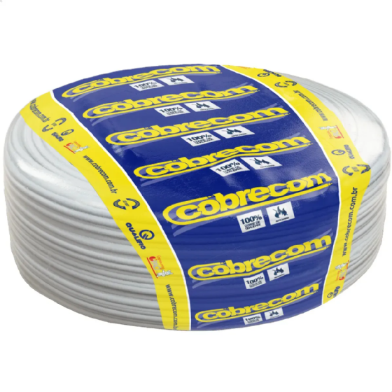 Cabo Flexível 750V 4,0mm² Branco (Rolo 100m) - Cobrecom