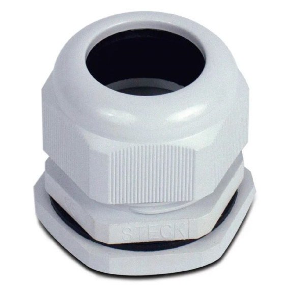 Prensa Cabo Steck PVC Cinza Rosca BSP 1/4" Curta. Cód: S850CI
