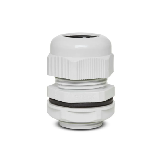 Prensa Cabo Steck PVC Cinza Rosca Métrica M20x1,5 Curta. Cód: S872CI