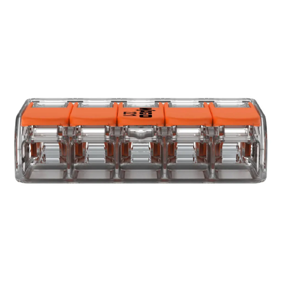 Conector de Emenda Rápida WAGO 5 Condutores 4mm² Linha 221 - Cód: 221-415