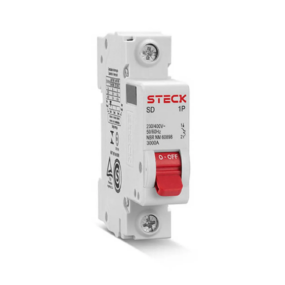 Mini Disjuntor Steck Unipolar 20A Curva C 3kA. Cód: SDD61C20