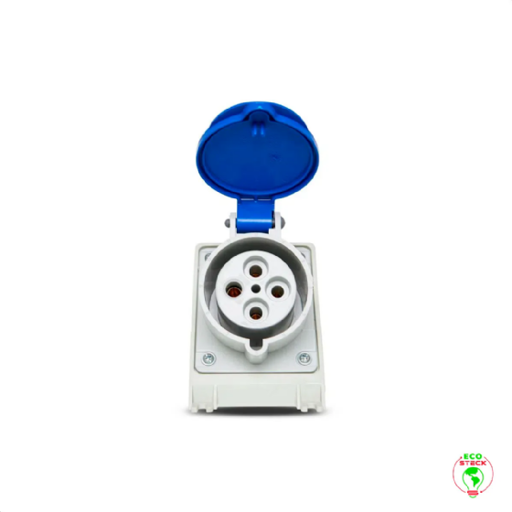 Tomada Sobrepor 3P+T Steck Newkon 32A 250V 9h Azul. Cód: N4209