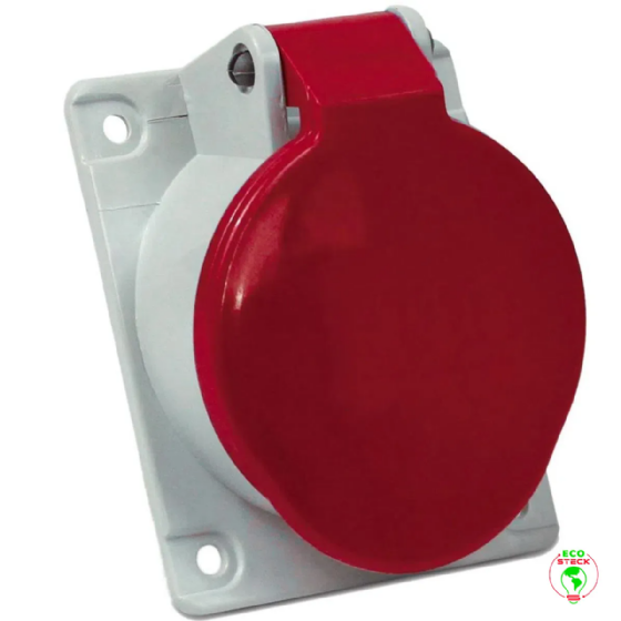 Tomada Embutir 3P+T Steck Newkon 16A 440V 6h Vermelho. Cód: N4046