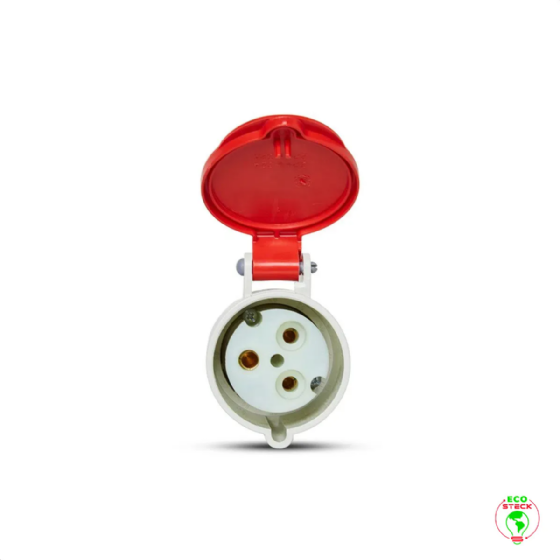 Acoplamento 3P+T Steck Newkon 32A 380V 6h Vermelho. Cód: N4256