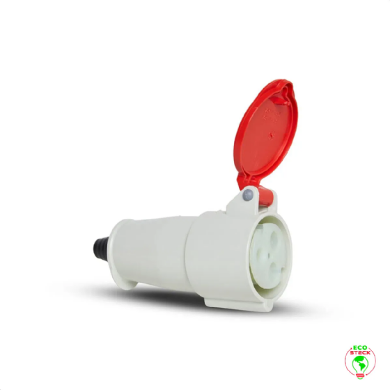 Acoplamento 3P+T Steck Newkon 32A 380V 6h Vermelho. Cód: N4256
