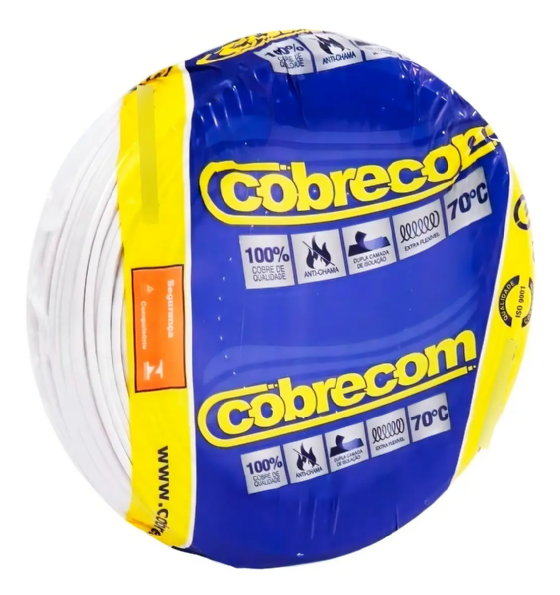 Cabo Flexível 750V 1,0mm² Branco (Rolo 100m) - Cobrecom
