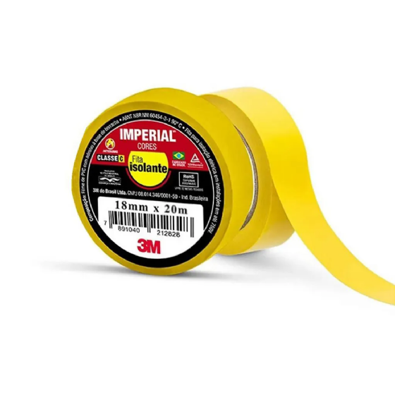 Fita Isolante 3M Imperial Amarela 18mm x 20m. Cód: HB004297972