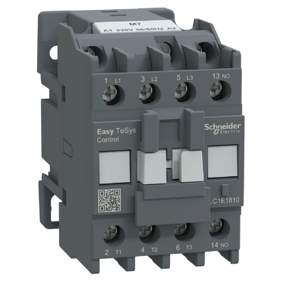 Contator Tripolar Schneider EasyPact TVS 18A 220V 1NF. Cód: LC1E1810M7