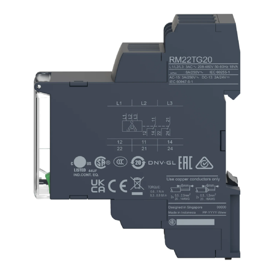Relé Falta e Sequência de Fase Schneider Harmony 208/480V. Cód: RM22TG20