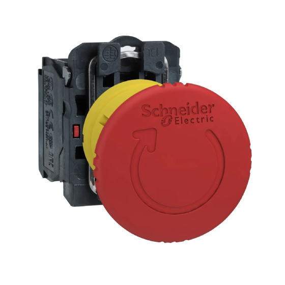 Botão Emergência Schneider Harmony XB5 Plástico Cogumelo Gira p/ Liberar 1NF. Cód: XB5AS8442