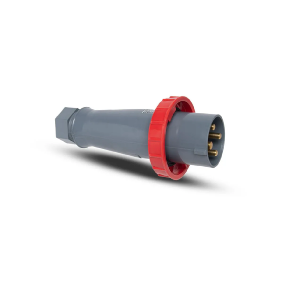 Plugue 3P+T Steck Shark 63A 440V 6h Vermelho IP67. Cód: S4576