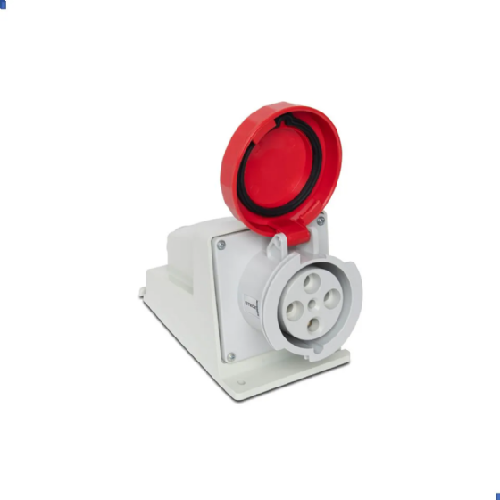 Tomada Sobrepor 3P+T Steck Newkon 63A 440V 6h Vermelho. Cód: N4506