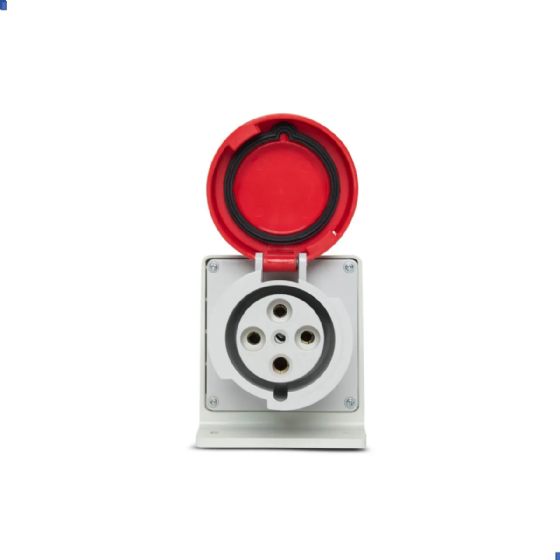 Tomada Sobrepor 3P+T Steck Newkon 63A 440V 6h Vermelho. Cód: N4506