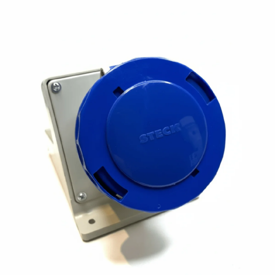 Tomada Sobrepor 3P+T Steck Newkon 63A 250V 9h Azul. Cód: N4509